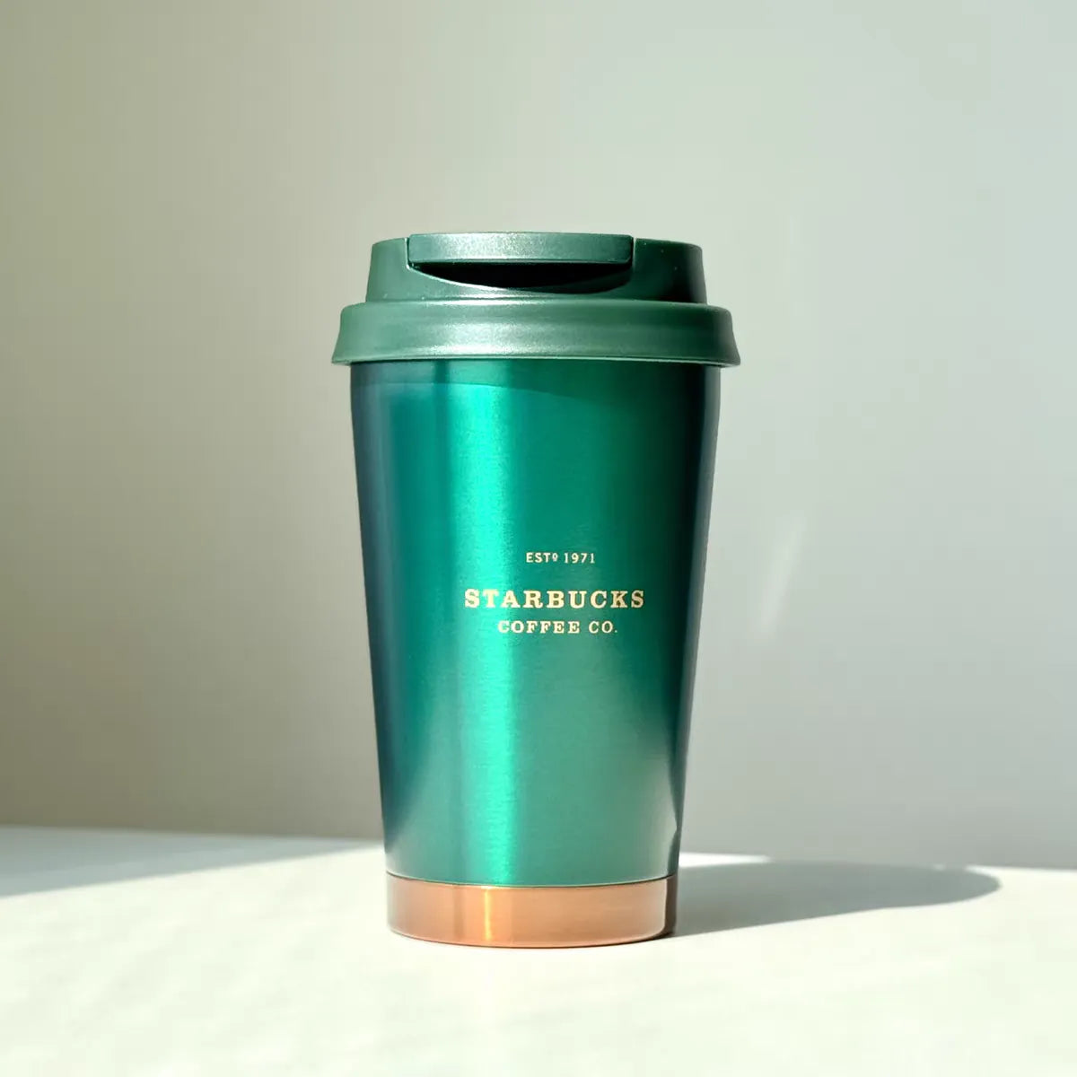 Starbucks Dark Green Gold Edge Stainless Steel Insulated Travel Cup